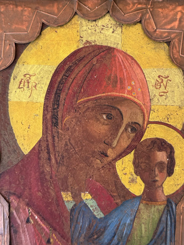 Antica icona russa - madre, di