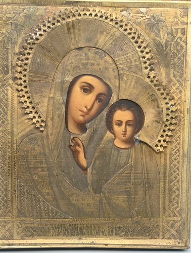 Antica icona russa madonna con - russa,