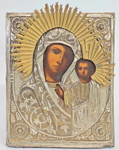 Antica icona russa argento - antica,